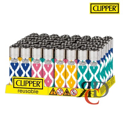 CLIPPER LIGHTER PRINTED 48CT/ DISPLAY - IKAT DESIGN